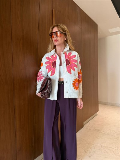 Kemerli , Pelerin Detaylı , Mürdüm , Krep Kumaş , Tiril Palazzo