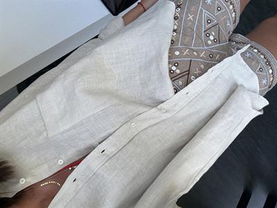 Kahve Nakış İşlemeli , Bej Şort