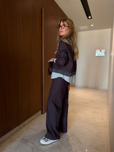 Orijinal Model , Poplin Garnili , Mürdüm , Likralı Jean Takım