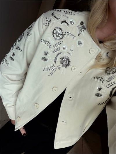 Pul & Nakış İşlemeli , Pamuklu , Gabardin Bomber Ceket