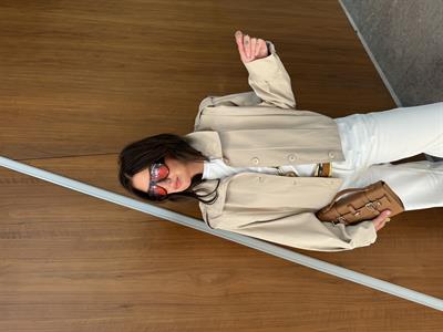 Orijinal Model , Pileli , Vatkalı , Bej , Kısa Trenchcoat