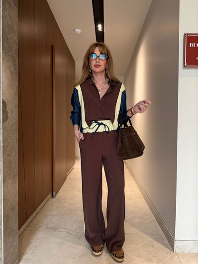 Orijinal Model , Acıkahve & Lacivert , Jean Detaylı , Tencel Premium Takım