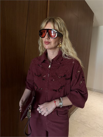 Orijinal Model , Fisto Ajurlu , Vişne Rengi , Tencel Jean Ceket