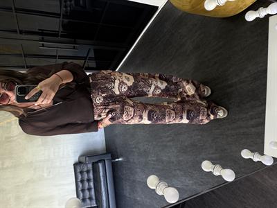 Acı Kahve , Etnik Desenli , Beli Lastikli , Tiril Palazzo