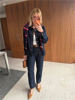 Süet Kemerli Pantalon, Taba Dikişli Vatkalı Premium Jean Takım 