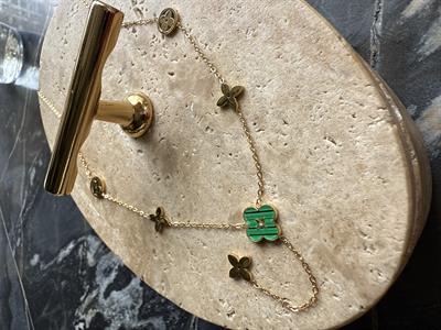 14K Kaplama , Yeşil Yonca Kolye