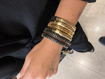 6lı Eskitme Gold & Siyahlı Lastikli Bilezik Seti