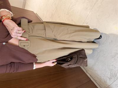 Orijinal Model , Fermuar Yırtmaçlı , Bej Kemerli Etek