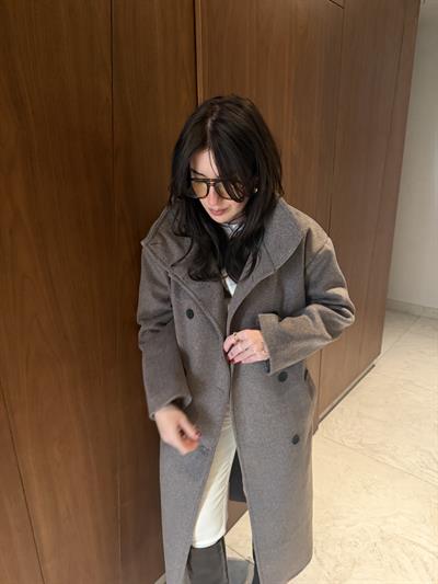 Premium Kalite , Dik Yaka , Kahverengi Palto