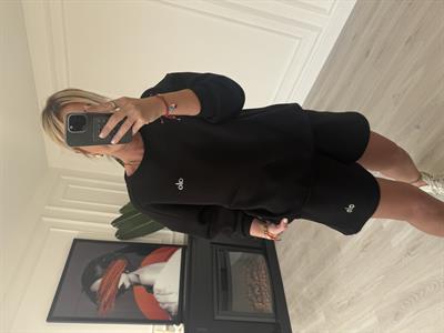 Marka Logolu , Şardonlu Sweatshirt & Şort , Siyah Takım