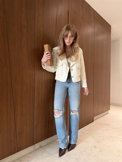Orijinal Marka , Dizi Yırtık , Kesik Paça , Relaxed Fit Jean