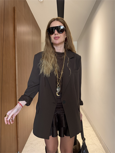 Zr Model , Tencel Krep , Premium , Acıkahve Blazer Ceket