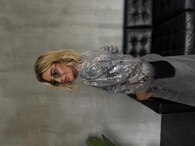 Çiçek Desenli , Payetli , Gri Bomber Ceket