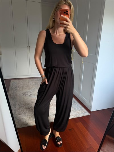 Beli & Paçası Lastikli , Likralı , Siyah Modal Takım