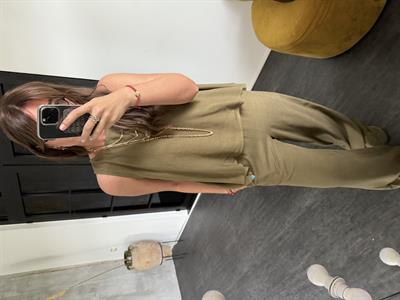 Haki , Asimetrik Kesin , Tencel Keten Bluz