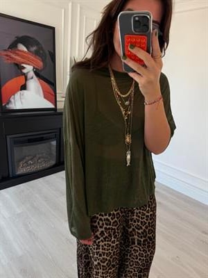 Std Beden , Zümrüt Yeşili Tiril Bluz