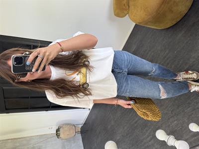 %100 pamuklu , Araba Desenli , Ekru T-shirt 