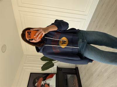 Yakası Fermuarlı , Kapüşonlu , Lacivert Sweatshirt