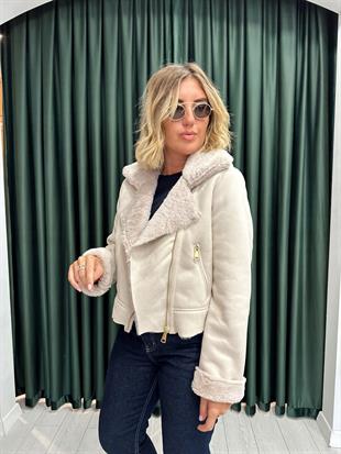 Birinci Sınıf Kürk Astarlı , Ekru Nubuk Mont