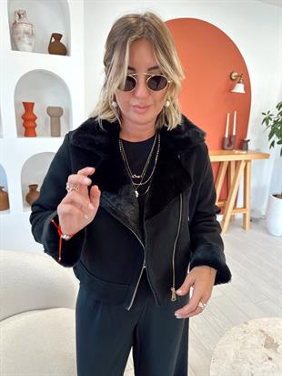 Birinci Sınıf Kürk Astarlı , Siyah Nubuk Mont