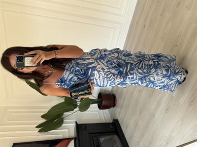 Orijinal Model, Lastikli Askılı, Mavi Fırfırlı Elbise 