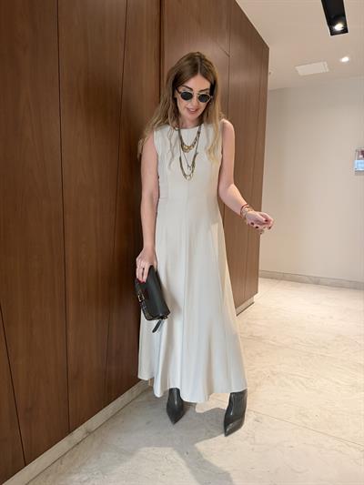 Elbise & Ceket , Bej Tencel Takım