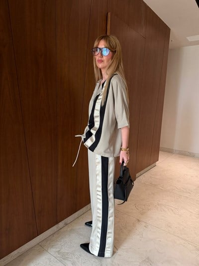 Orijinal Model , Ayarlanabilir Büzgülü , Colorblock Bej Takım