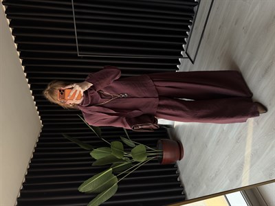 Mürdüm Orijinal Model Fular Yakalı Gömlek & Pantalon Premium Tencel Takım