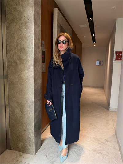 Orijinal Model , Lacivert , Premium Kaşe Kaban