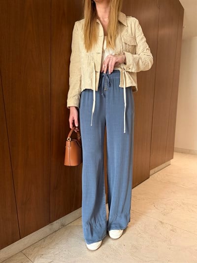 %100 Tencel , Mavi Palazzo Pantolon 