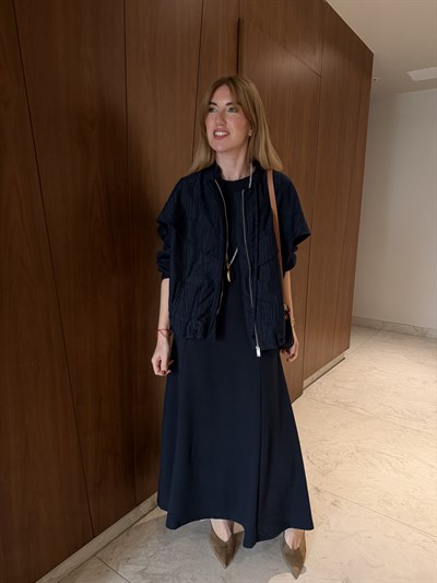 Premium Modal Elbise & Bomber Ceket , Lacivert Takım