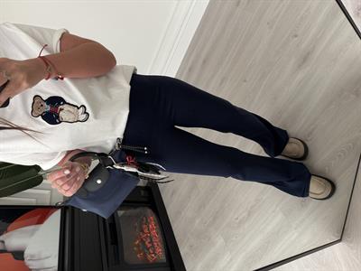 Orijinal Marka , Beli Gizli Lastikli , Lacivert , Çelik Örme Tayt Pantolon