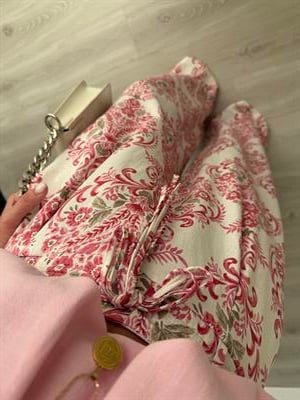 Pembe Desenli Tiril Palazzo Pantolon