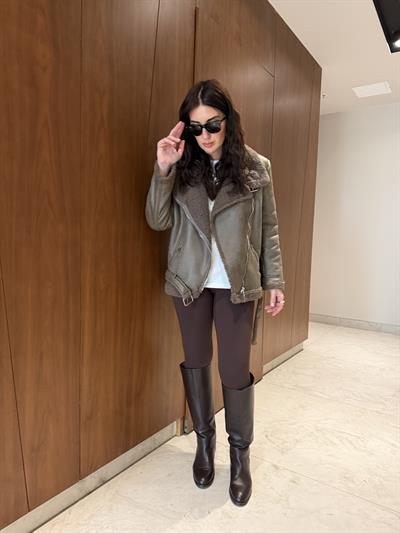 Teddy Yaka & Astarlı , Vizon Deri Mont Ceket