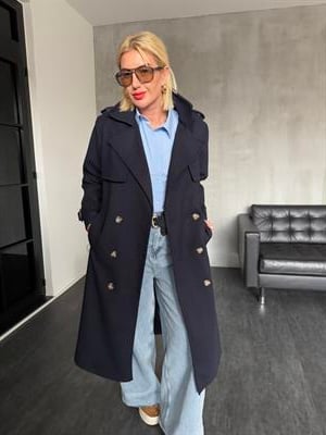 Orijinal Marka , Lacivert , Premium Kaşe Kaban