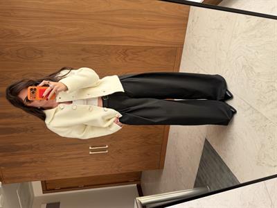 Kemerli Siyah Palazzo Pantalon