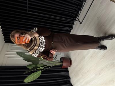 Yırtmaç Detaylı , Kemerli , Acıkahve , Midi Kalem Etek