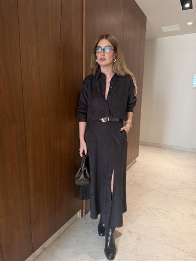 Orijinal Model , Kemerli & Yırtmaçlı , Acıkahve , Premium Süet Etek