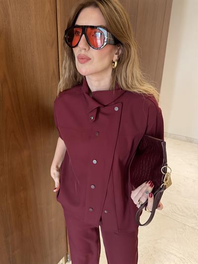 Bordo , Gömlek & Pantolon , Premium Takım