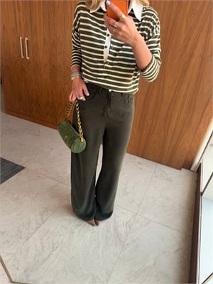 Haki, Yumuşacık Tencel Jean Pantolon