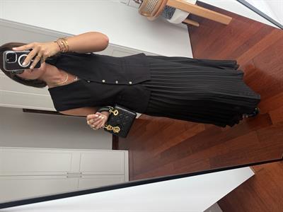 Yelek & Etek Tasarımı, Premium Seri İthal Keten Siyah Elbise