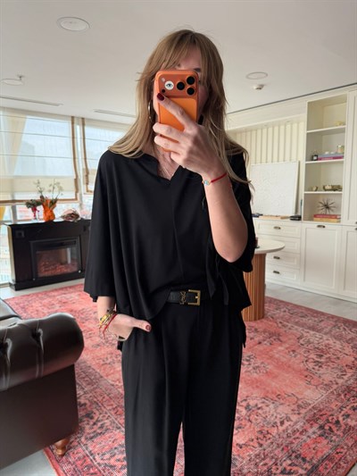 Premium Modal , Siyah Salaş Bluz
