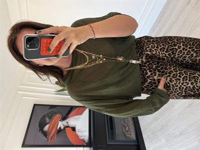 Std Beden , Zümrüt Yeşili Tiril Bluz