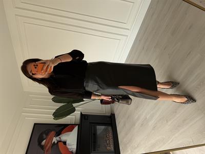 Yırtmaçlı , Siyah , Deri Kalem Etek