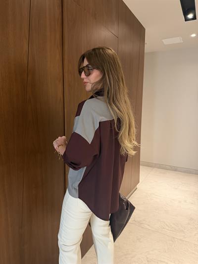 Orijinal Model , Triko Garnili , Taş İşlemeli , Tasarım Bordo Gömlek