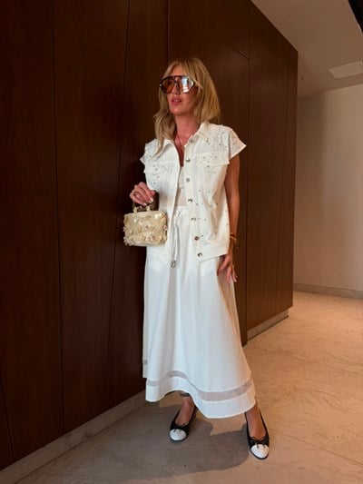 Orijinal Model , Taş İşlemeli , Premium Gömlek & Etek Poplin Takım