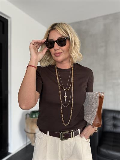 Orjinal Marka , %100 Pamuk, Acı Kahve Basic T-shirt