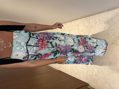 Siyah Kurdeleli , Ortanca Desenli , Uzun Elbise