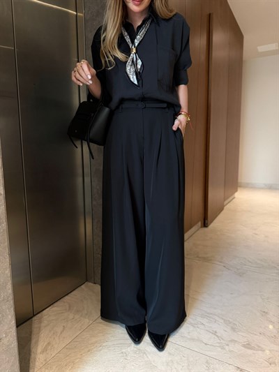 Kaplama Kemerli , Double Krep , Siyah Palazzo 