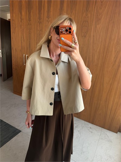 Orijinal Model Yarım Kol Camel Trençkot